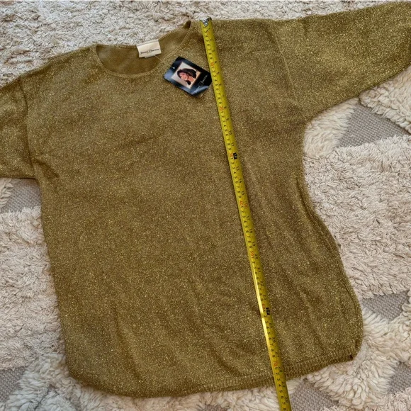 Jaclyn Smith vintage Gold Sequined Chiffon Layer Lagenlook Sweater vintage - Picture 7 of 8